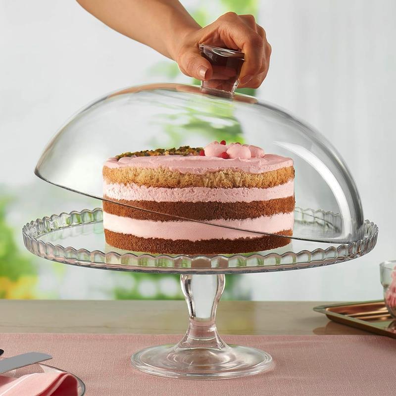 Campana Per Torta Masthome 30cm Trasparente - Alzata Con Coperchio, Multiuso Per Dessert - Foto 3