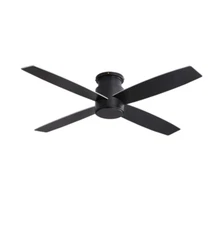52" Ceiling Fan Flush Mount DC 4 Reversible Matte Black Blades 6-Speed