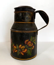 Antique American Hand Painted Toleware Tinware  Water Dispenser