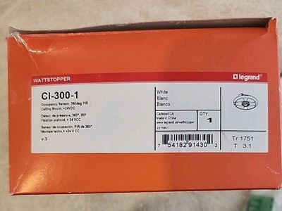WATTSTOPPER CI-300-1 V.3 CEILING MOUNT OCCUPANCY SENSOR 360 DEG PIR 24VDC NEW