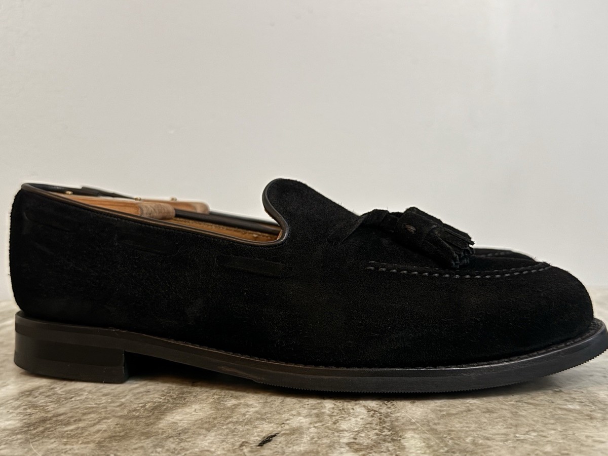 MORJAS Suede Tassel Loafer Black US 7.5 Moccasin Rubber Sole 