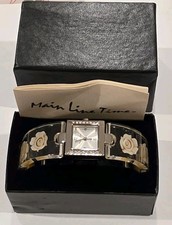 Vintage Women's Cuff Watch Quartz Watch Yellow Roses Ladies