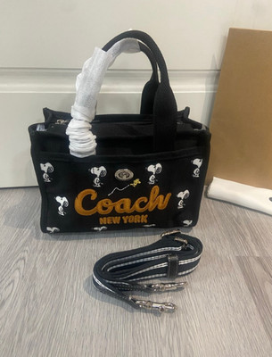 COACH x PEANUTS Cargo Tote Bag 26 Snoopy Print Black Multi CBF70 Outlet FREESHIP