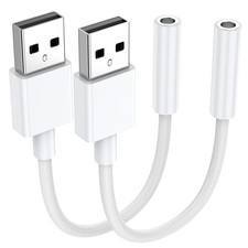 KAYQINHO 2 Pack USB to 3.5mm Audio Jack Adapter, Aux 2 Pack, WHite