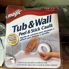 Magic Peel  Stick Caulk Tub  Wall WHITE 1 5/8" x 11' Bathtub Shower Water Seal