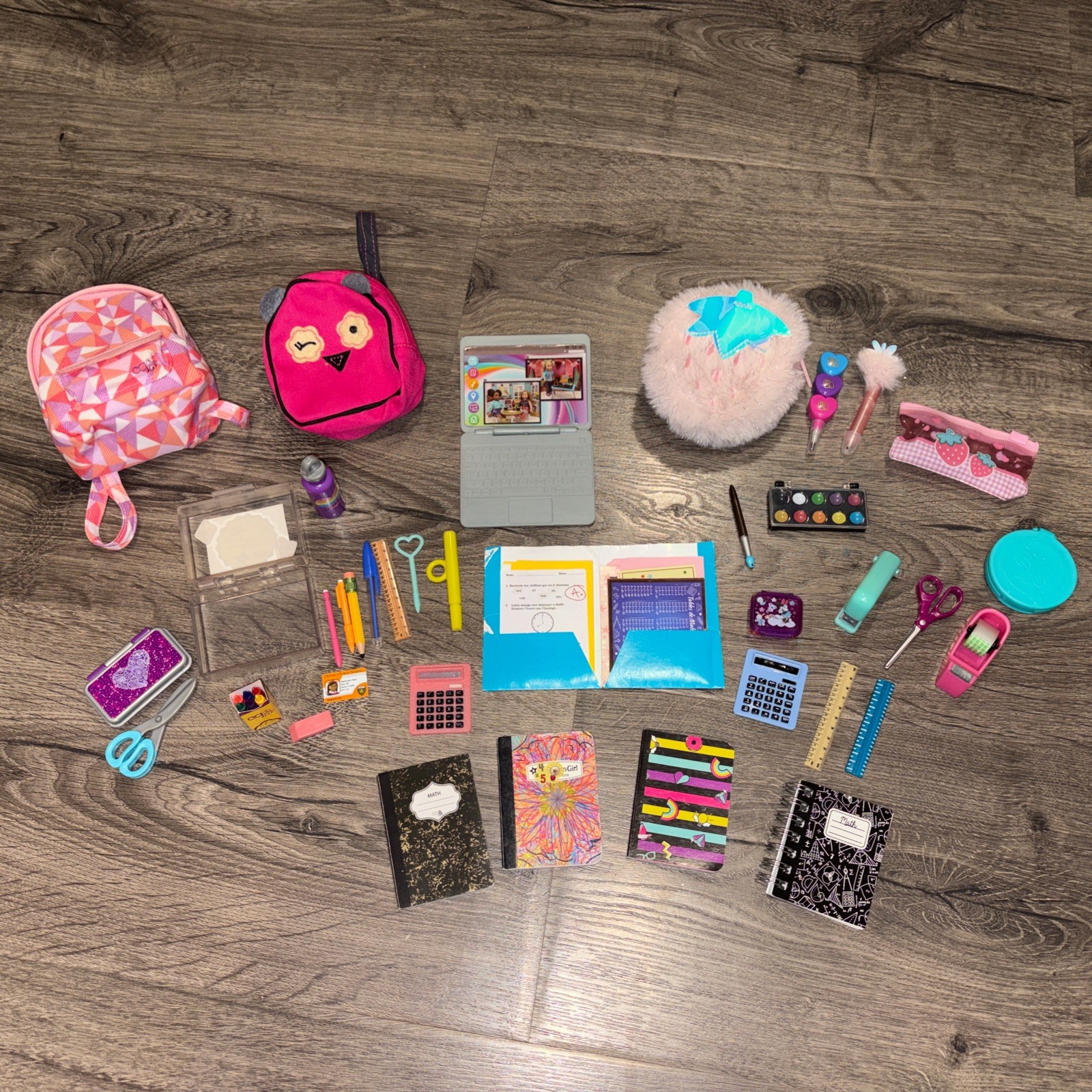 18&rdquo; Doll Pretend Play School Supplies With 3 Backpacks And Accessories