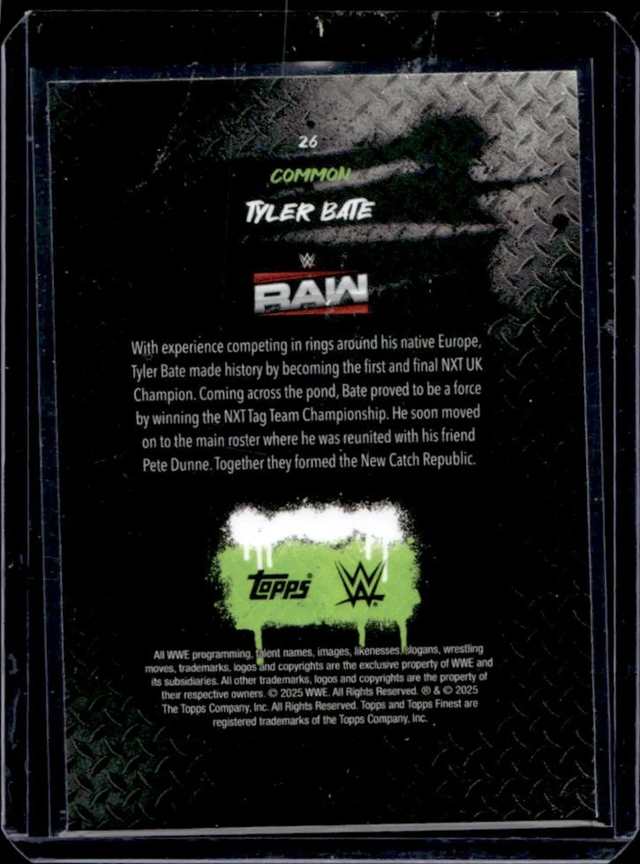 2025 Finest WWE Tyler Bate Common Gold Refractor #/75 - Image 2 of 2