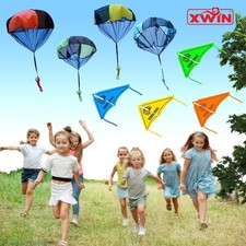 Kids Outdoor Glider & Parachute Set Hand Launch Flying Toys for Boys & Girls