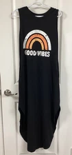 Anrabess Sleeveless Maxi Dress with 'Good Vibes' Graphic