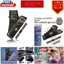 Camo Archery Hip Quiver with 3 Tubes & Pockets for Compound Bow Enthusiasts