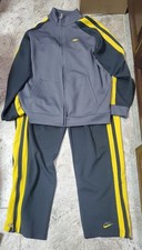 VINTAGE 2000'S NIKE FULL TRACK SUIT JACKET AND PANTS GRAY/YELLOW MEN'S SIZE 2XL