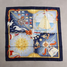Ferragamo Foulard Vela Blu Pura Seta Yacht Capital Italia Second Hand