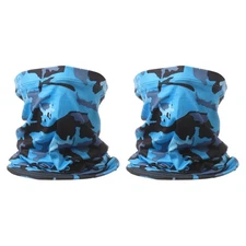 2pcs Summer Neck Gaiter Unisex Sun Protection Face Mask, Camo Sapphire