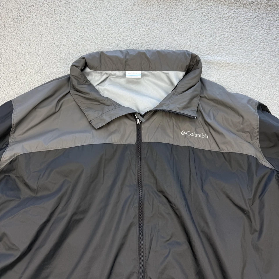 Columbia Jacket Mens 6X Gray Two Tone Lightweight Windbreaker Stowaway Hood - Image 4 of 4