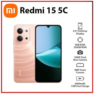 (New) Xiaomi Redmi 15C 8GB+256GB ORANGE Dual SIM Unlocked Android Mobile Phone