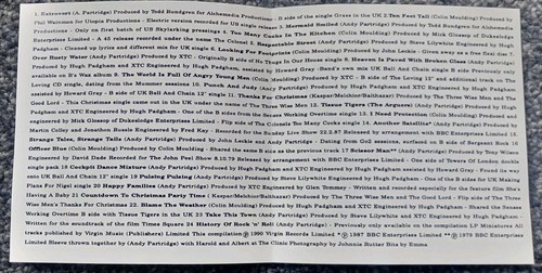 XTC Rag & Bone Buffet Rare Cuts And Left Overs CD (1990) Virgin Label V.G.C - Picture 5 of 5