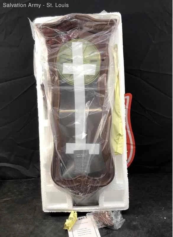 JCPenney Home Collection 3065 Brown Wooden Brass Pendulum Hanging Wall Clock - Image 2 of 4