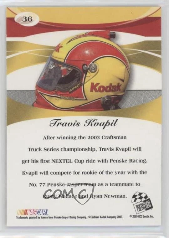 2005 Press Pass Premium Travis Kvapil #36 - Image 2 of 2