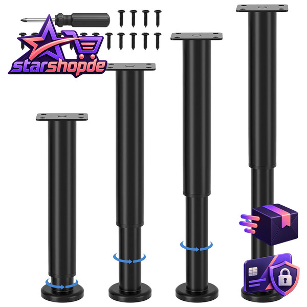 MöBelfüßE Verstellbar 4 StüCk HöHenverstellbar 25-43Cm MöBel ZubehöR-image