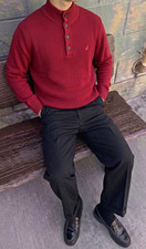 Nautica Herren Strickpullover | Rot | Henley ...