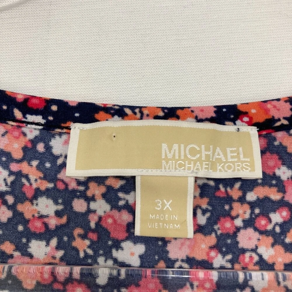 Abito MICHAEL Michael Kors taglia 3X balza fiori selvatici senza maniche elasticizzato a strati