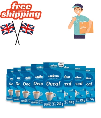 Lavazza Caffè Decaffeinato Ground Coffee 8x250g, Moka Pot, French Press, New