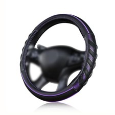car Steering Wheel Cover Faux Leather Massage Universal fit 3D Purple black