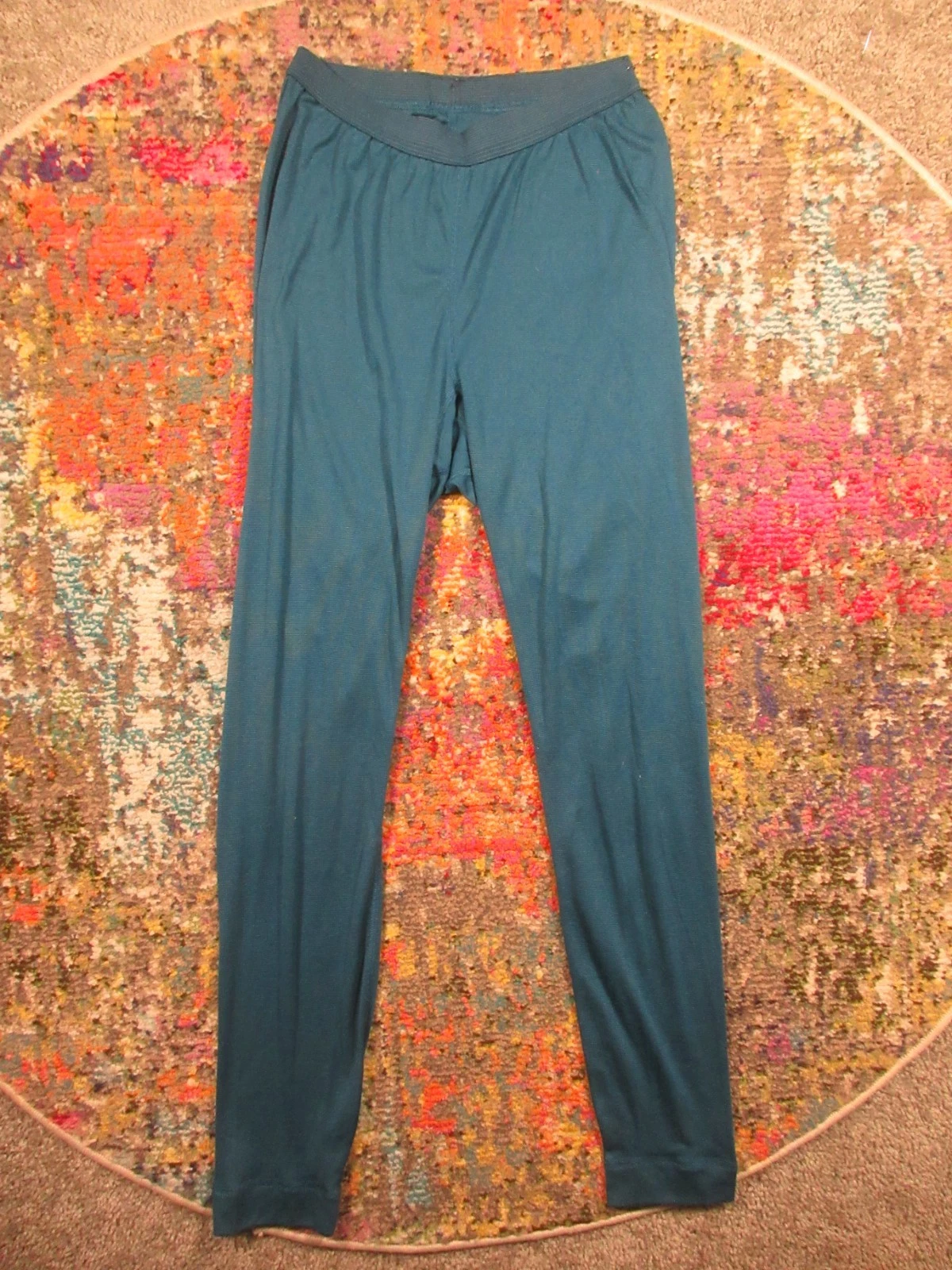 VTG PATAGONIA Womens L Capilene Base Layer Thermal Pants Teal Ski Hike USA