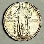1928 STANDING LIBERTY silver quarter. Lustrous choice AU-UNC slider. #er1