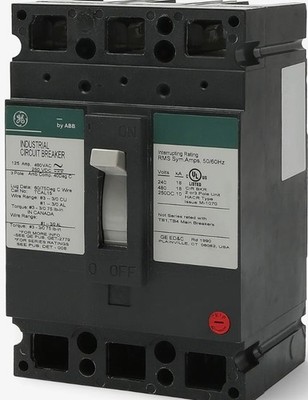 GE Molded Caae Circuit Breaker TED134020WL 3 Pole 480V 20A Feed Thru