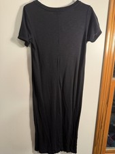 Jessica Simpson Black Solid Knit T-Shirt Midi Dress Crew Neck Short Sleeve Sz S