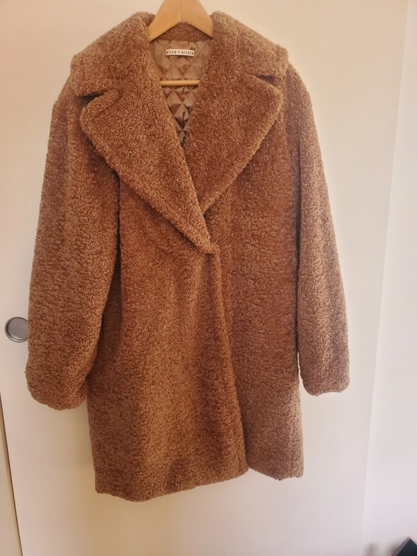 ALICE + OLIVIA BROWN SHERPA  FAUX FUR TEDDY WOMEN'S SIZE XS