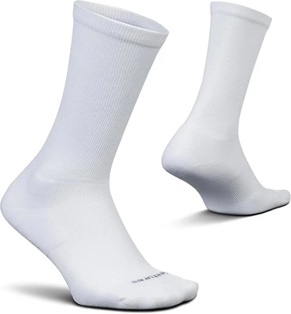 (3) Feetures Therapeutic Max Cushion Crew Sock - White, Size Small