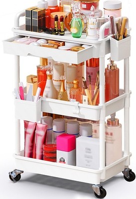 Makeup Cart Organizer with Drawers, Floor Skincare Organizers Vanity Storage
