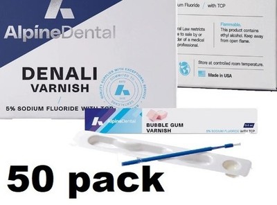 DENALI Sodium Fluoride Varnish With TPC - Bubblegum 50 pack - Alpine