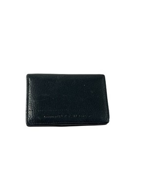 Black Leather Fossil Bifold Mini Card Holder Wallet Snap Close ID Viewer