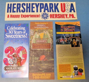 Vintage Hershey Park PA Souvenir Bumper Sticker & Three 2003 Brochures / Folder
