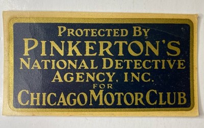 Pinkerton National Detective Agency For Chicago Motor Club 4.5'' Decal Vintage