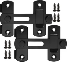 2PCS 180° Flip Sliding Barn Door Locks Latches Black Gate Bolt Lock for Bathroom
