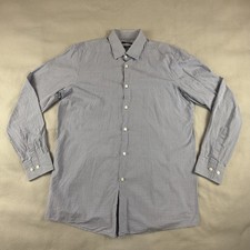 Hugo Boss Shirt Mens 16.5 34/35 Blue Gingham Sharp Fit Button Up Long Sleeve