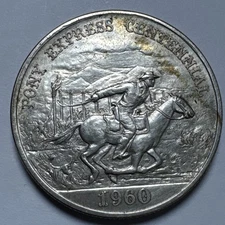1960 Pony Express Centennial Silver Medal - Heraldic Art Co. - Nice Condition!