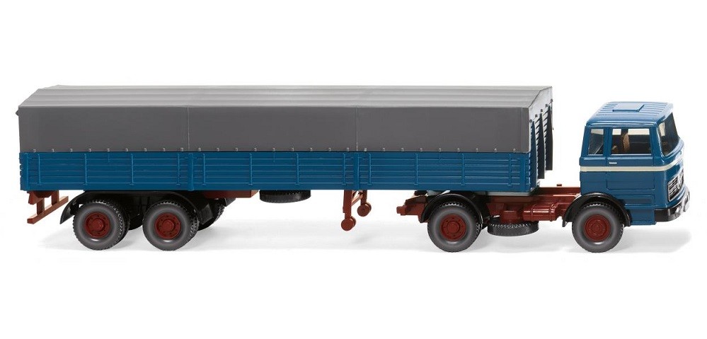 Wiking 051405 - 1/87 Flatbed Trailer (MB) - Azure - New