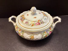 Dresden Flowers "Empress" Covered Veg, Serving Dish w/Lid, Schumann Bavaria, E&R