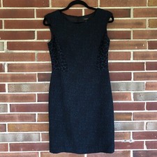 Ann Taylor Blue Black Animal Giraffe Print Career Pencil Dress Sz 4 A3760