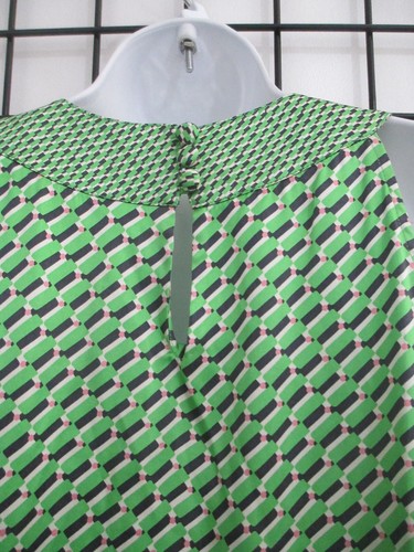 ETCETERA 🌸 TALLA 2== BLUSA ESTAMPADO VERDE LIMA/SIN MANGAS/MEZCLA SEDA - Imagen 5 de 7