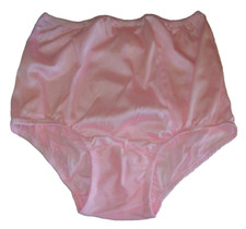PINK NYLON TRICOT 2 Layer Wide Crotch PANTY Encased BRIEF 30-40" XL