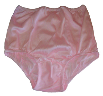 PINK ** NYLON TRICOT ** 2 Layer Wide Crotch PANTY Encased  BRIEF 30-40'' XL