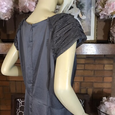 WOMEN'S LOFT DARK SILVER LACE CAP SLEEVE SHEATH DRESS NWT SZ 18 | eBay
