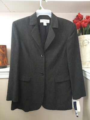 Rena Rowan Women Grey Charcoal Woven  Suit Jacket Blazer Size 16