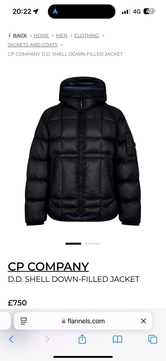 Company DD Shell Down Jacket, XL Black, New With Tag's RRP £755